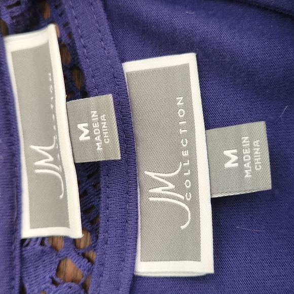 JM Collection Women's M Dark Purple Lace W Liner & 3/4 length Lace Sleeves - Picture 7 of 9